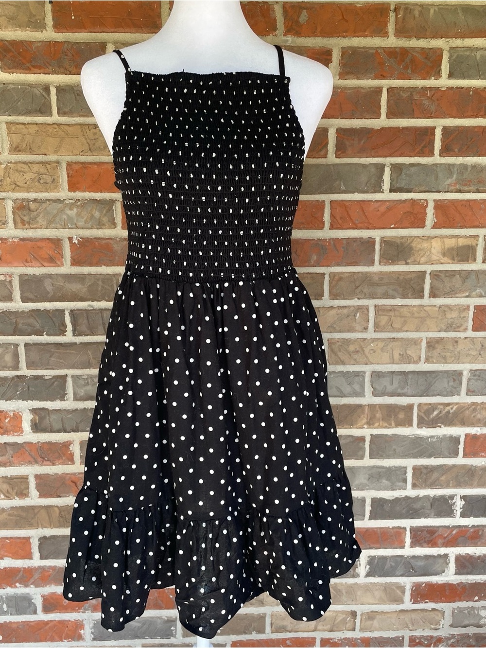 ASOS Black and White Polka Dot Smocked Mini Dress